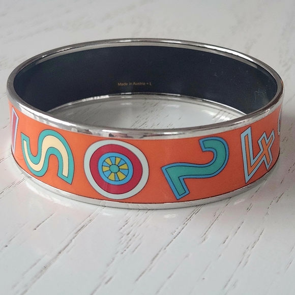 Hermes Wide Orange Paris 24 Faubouh Enamel Bangle-EUC! - Picture 5 of 10